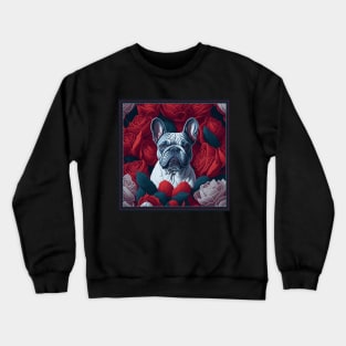 Dogs, French Bulldog and flowers, dog, style vector (red version French Bulldog) Crewneck Sweatshirt